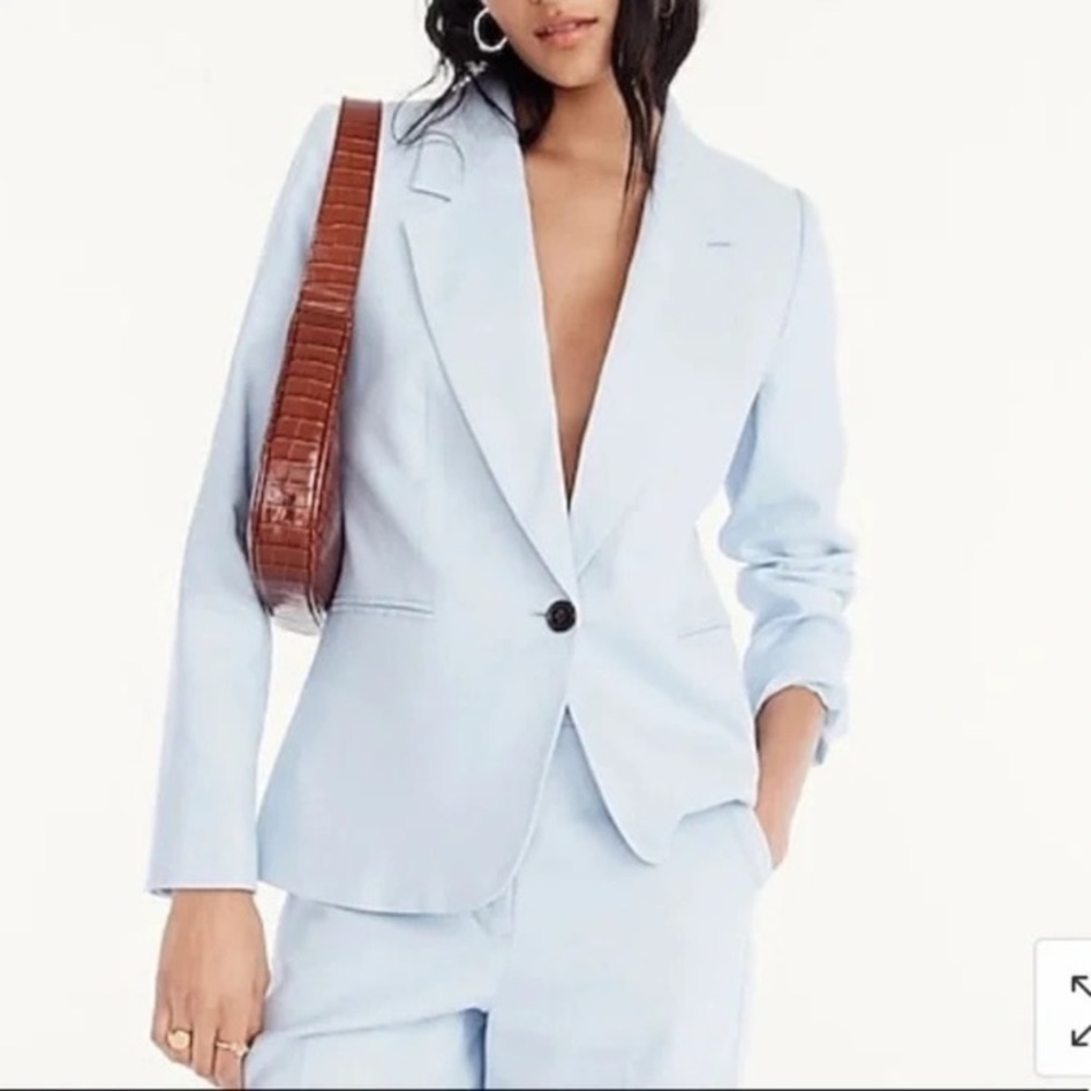 J. Crew Parke Linen Stretch Blazer in Gentle Sea Light Blue